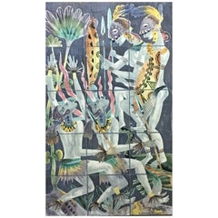 'El Dans', a Composition of Ceramic Tiles Signed and Dated 1957 by the Artist 