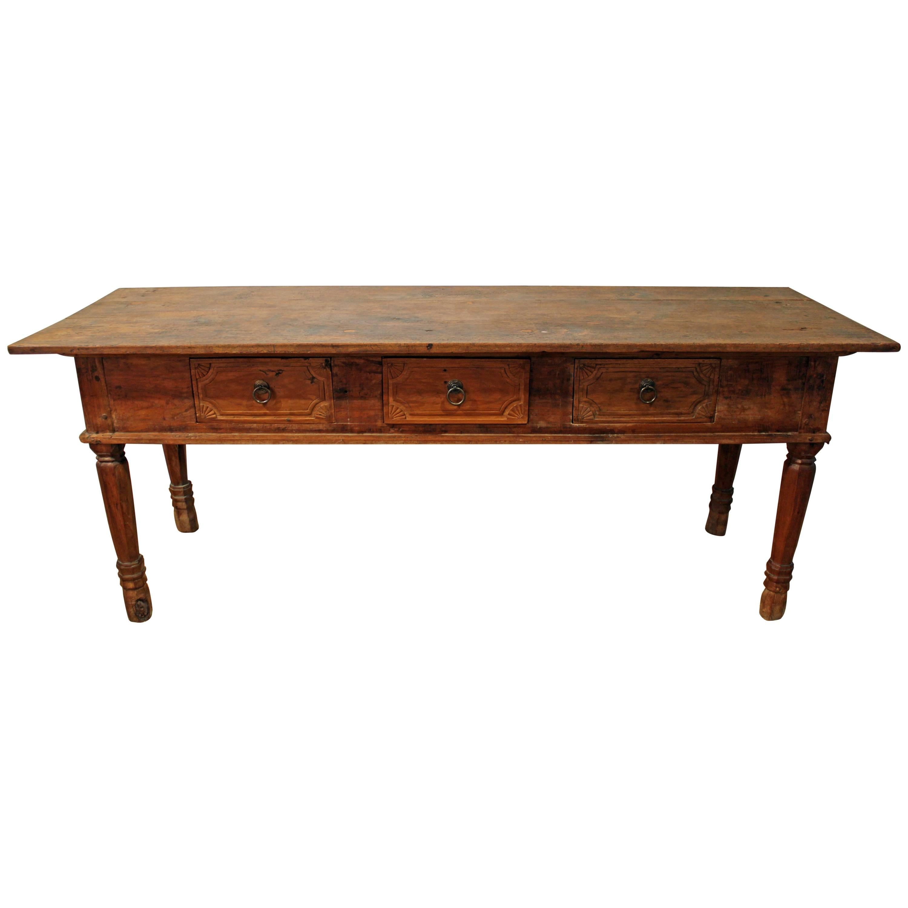 Primitive Farmhouse French Country Reclaimed Wood Console Table at ...