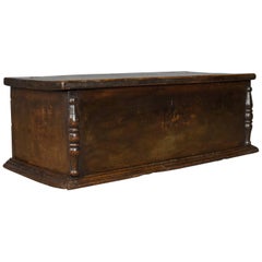 Antique Six Plank Coffer, English Oak Sword Chest, Charles II Trunk, circa 1680