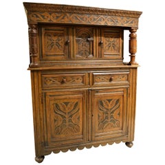 Elizabethan Style Two-Tone Oak Cabinet