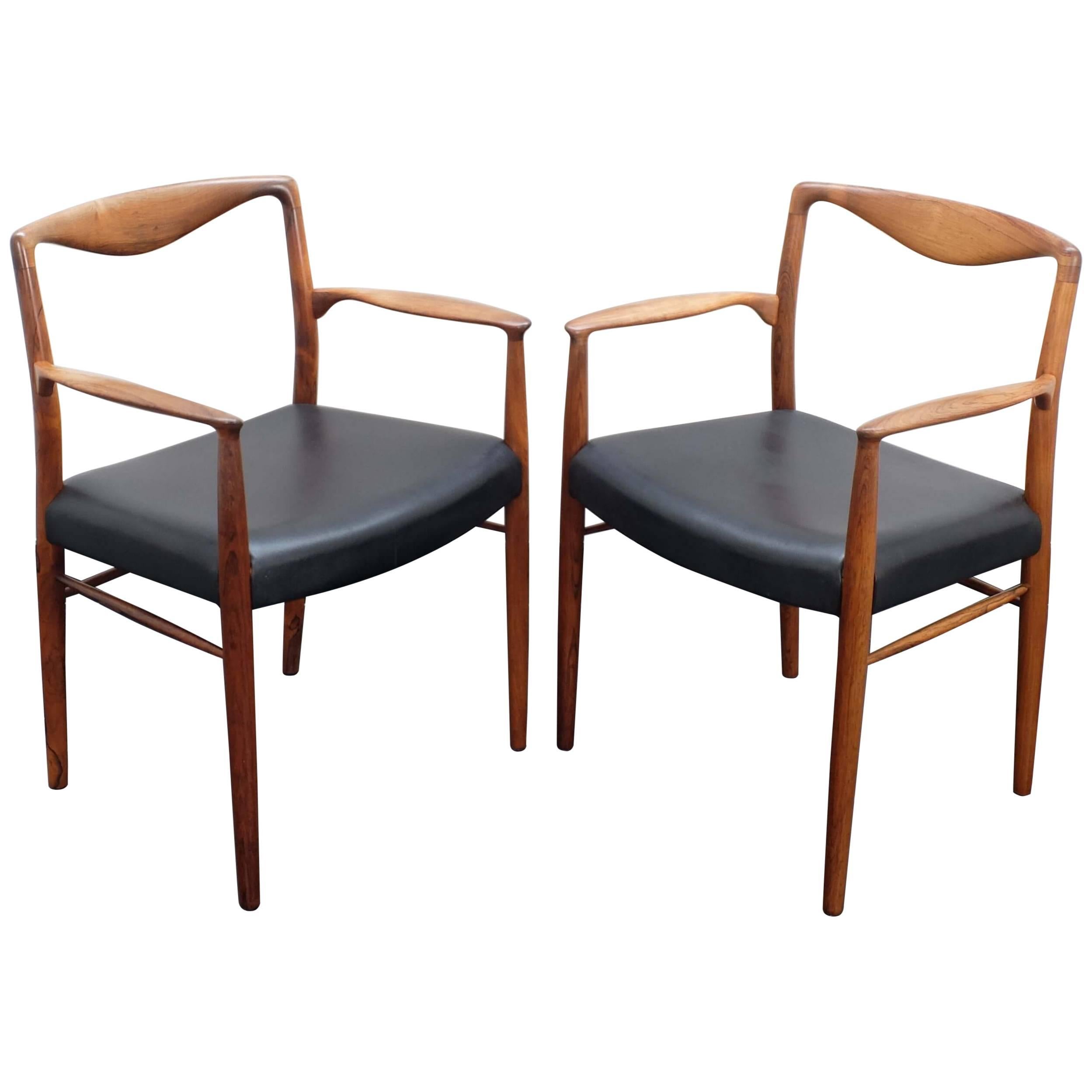 Mid-Century Modern Kai Lyngfeldt Larsen for Soren Willadsen Dining Chairs Armchairs Danish 1960s For Sale