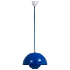 Vintage Blue-Green Verner Panton Flowerpot Pendant Lamp, Louis Poulsen, Denmark, 1969