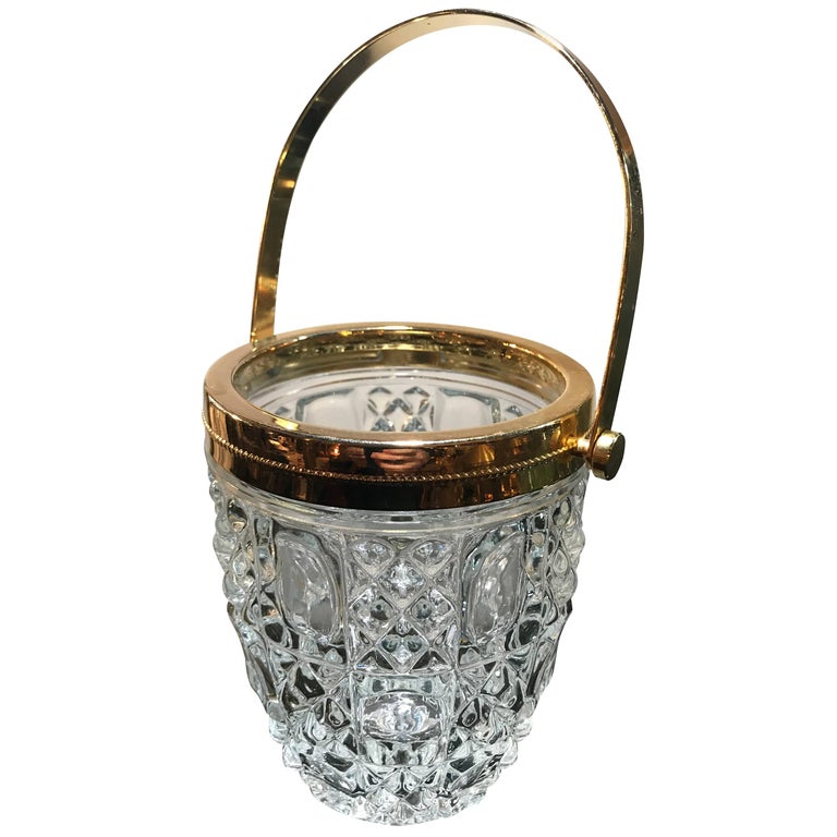 Vintage Ice Bucket with Textured Ice Cube Design For Sale at 1stdibs