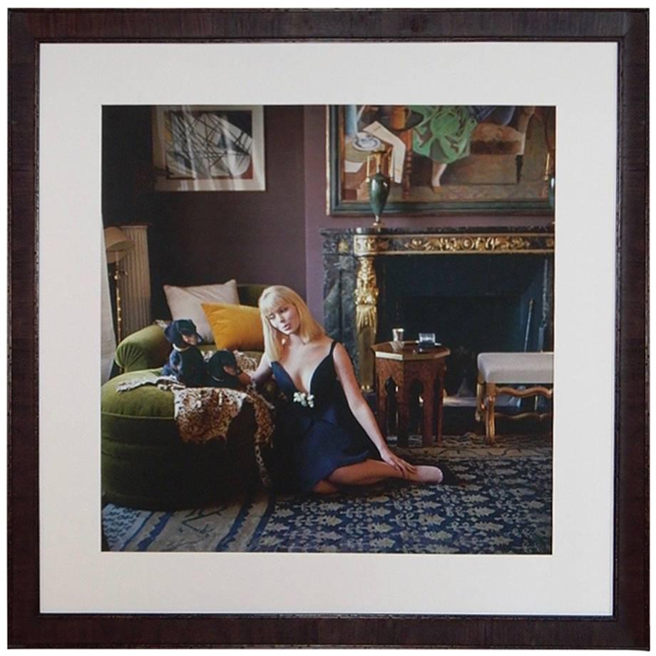 Nico with Dachshunds in Apartment of Henri Samuel-Photo by Mark Shaw, 1960 For Sale