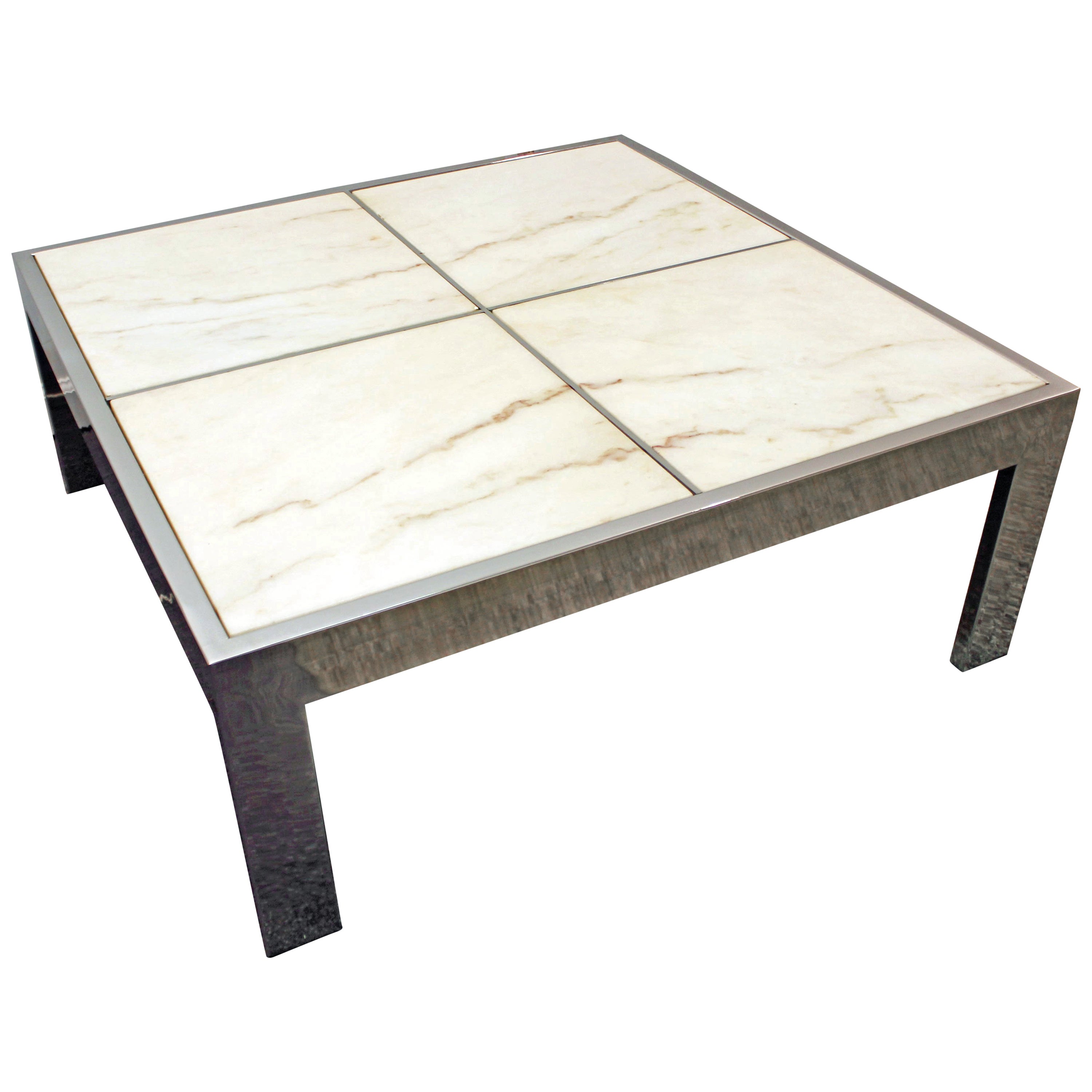 Pace Collection Chrome And Glass Waterfall Coffee Table By Leon Pace Collection Chrome And Glass Waterfall Coffee Table By Leon