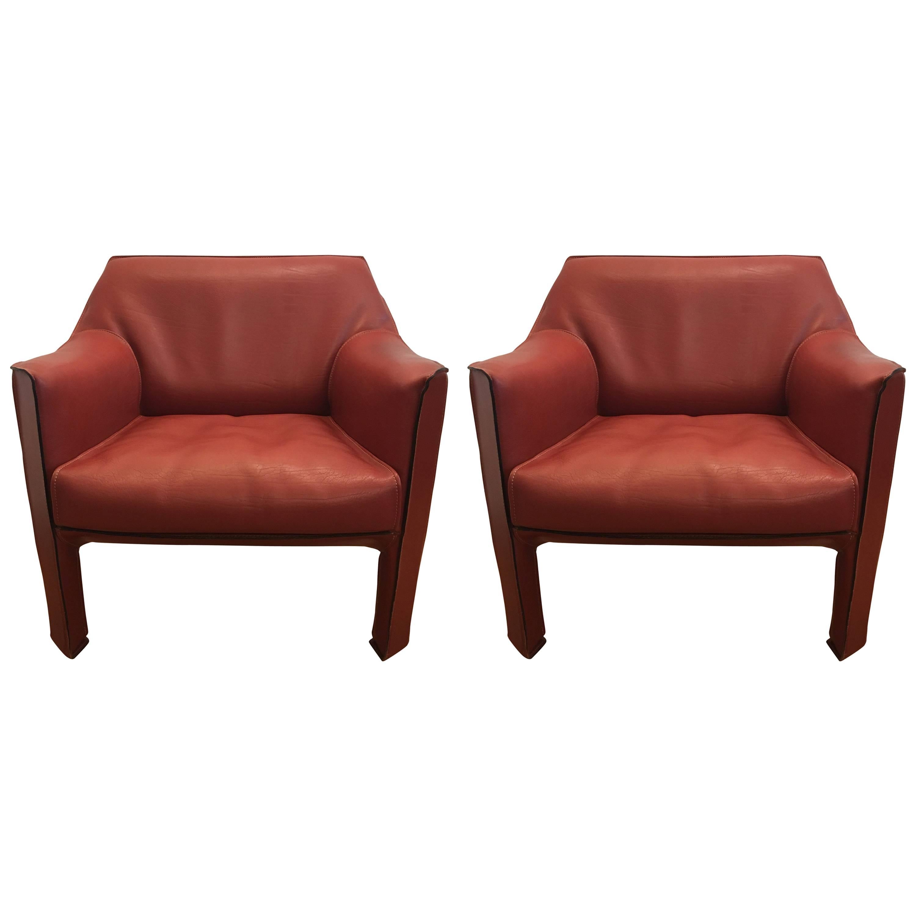 Large Pair of Mario Bellini Cab Lounge Chairs