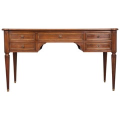 French Mahogany Louis XVI Style Leather Top Desk