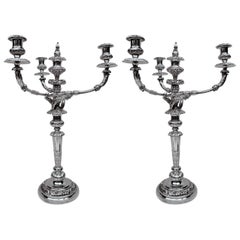 Important Pair of English Regency Sterling Silver Candelabra by Matthew Boulton