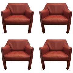 Four Mario Bellini Cassina Cab Lounge Chair