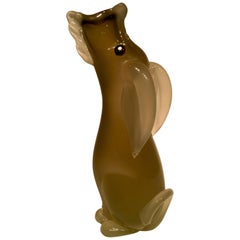 ARCHIMEDE SEGUSO Dog Gray Vase in Artistic Blown Glass of Murano, circa 1950