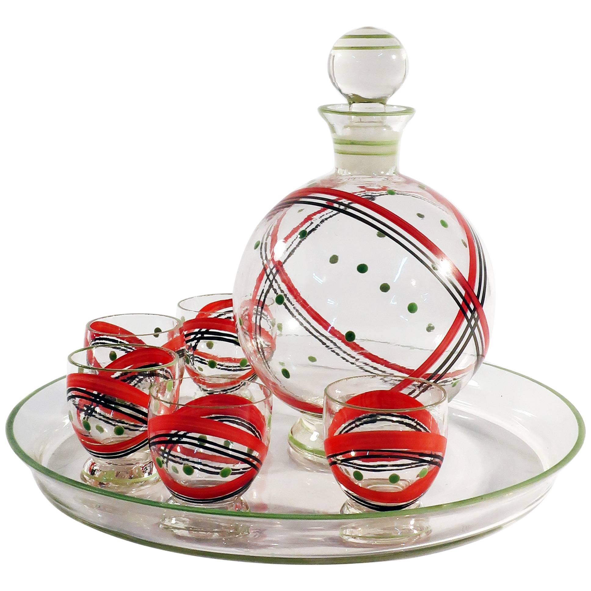 Czech Glass Decanter Set