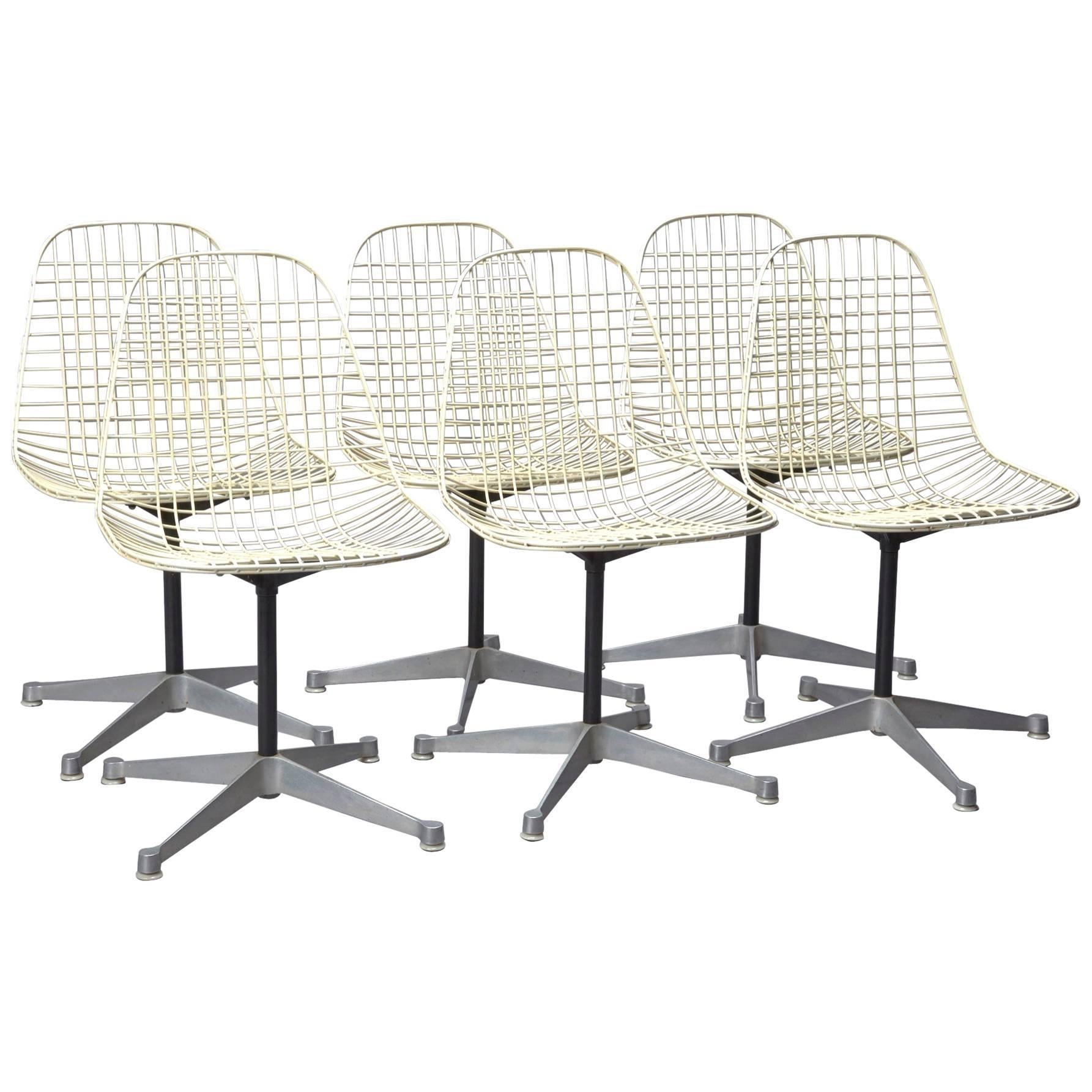 Set of Six Wire Chairs by Charles Eames for Herman Miller