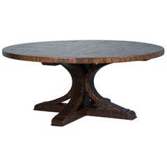 Large Round Dining Table Made from Reclaimed Maple