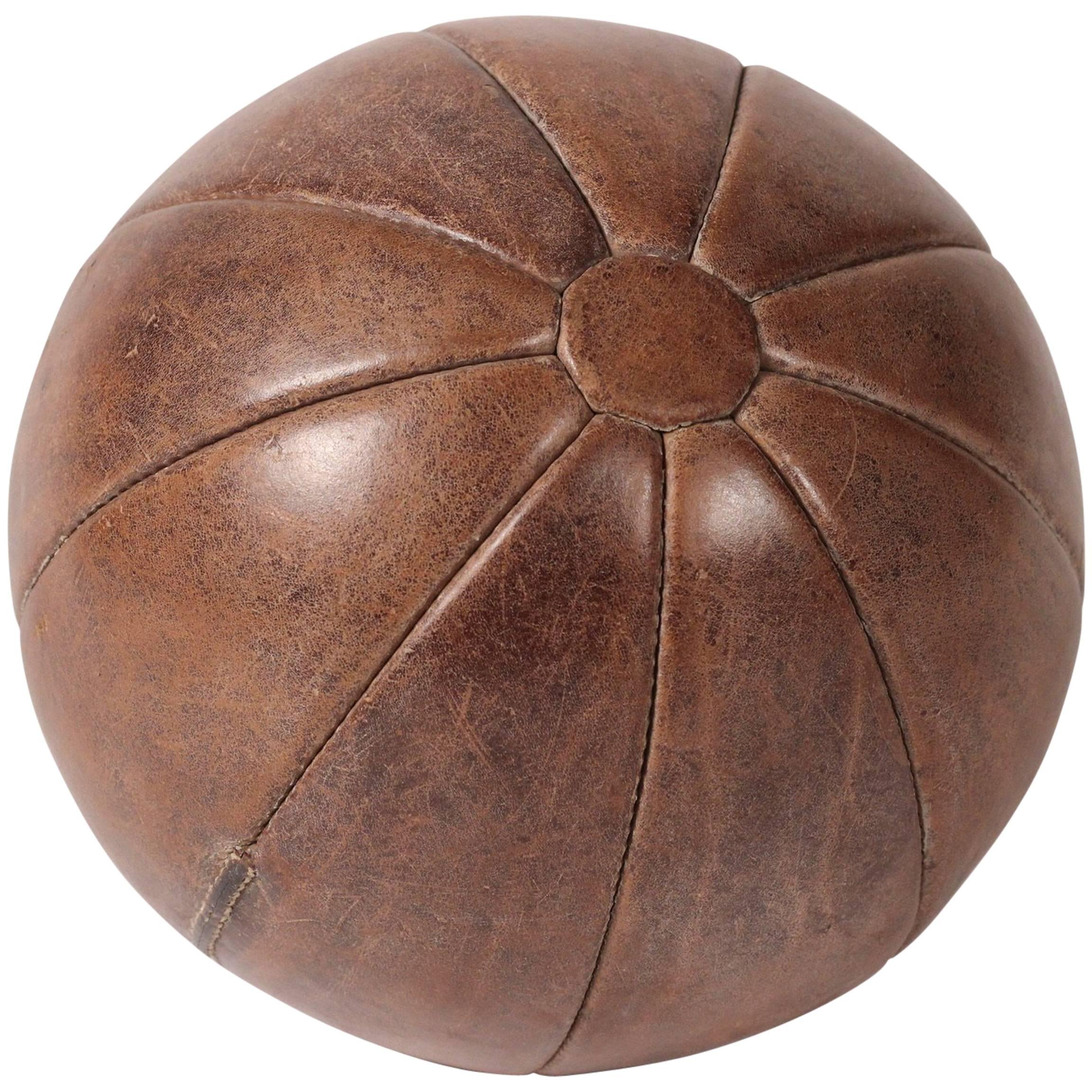 Mid-Century Modern Vintage Leather Medicine Ball