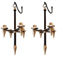 Pair of Mid Century Candle Wall Sconces. Attributed to Gio Ponti circa 1955