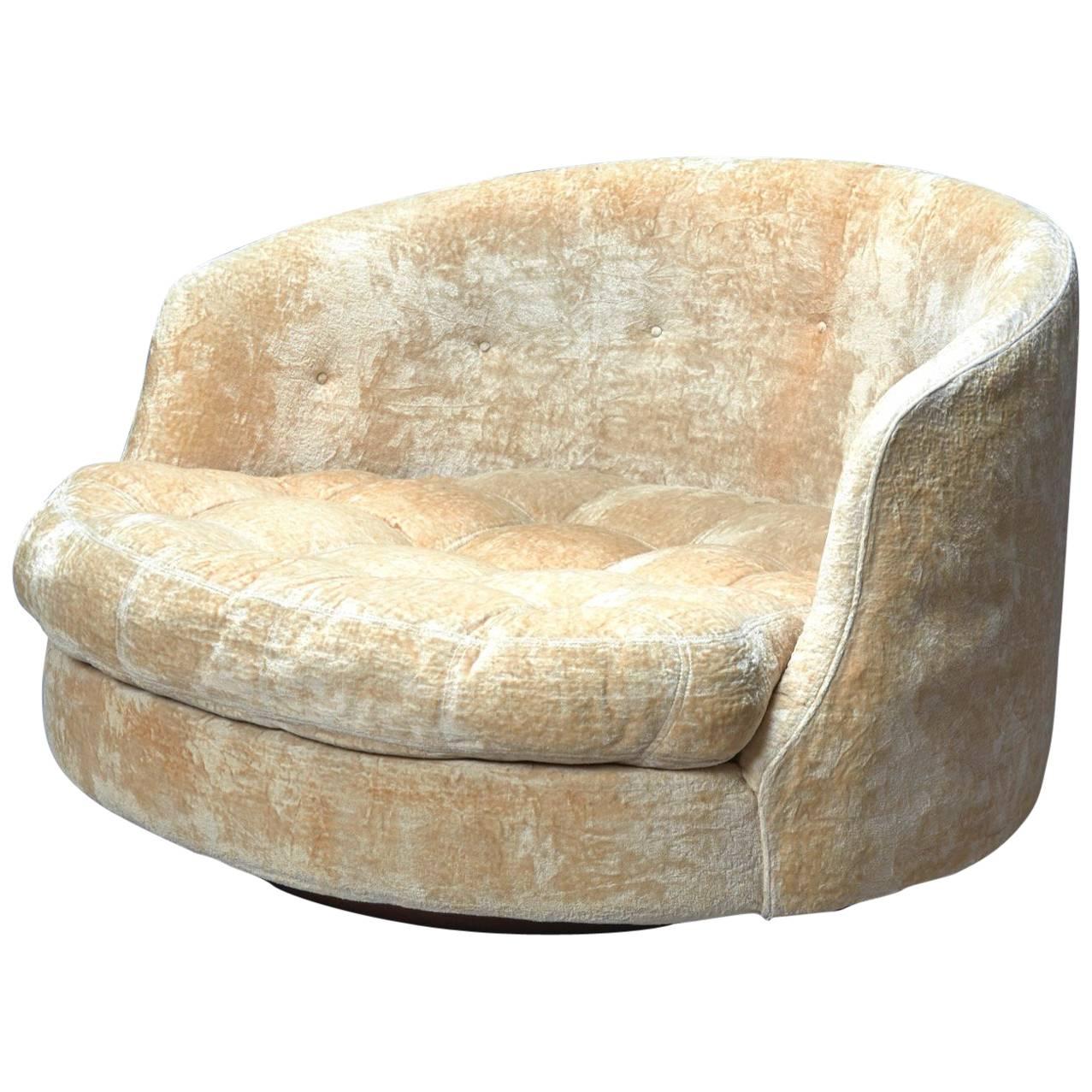 Large Round Swivel Lounge Chair by Milo Baughman for Thayer Coggin