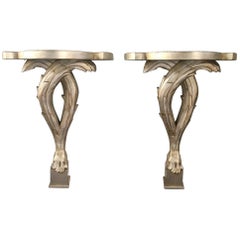 Serge Roche Wall Mount Console Tables, Pair
