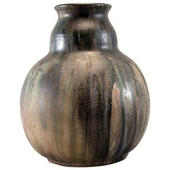 1940s Belgian Ceramic Vase Signed by Marcellus Aubry