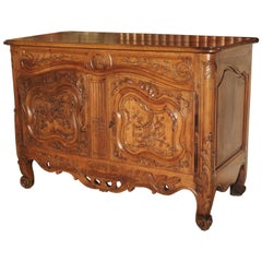 Antique Walnut Wood Buffet from Provence, France, 19th Century