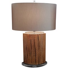 Mid-Century Danish Modern Bamboo and Lucite Table Lamp