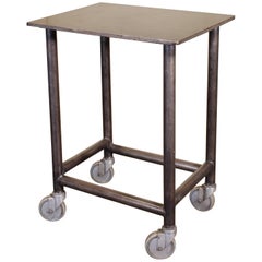Industrial Rolling Bar Cart Steel and Iron Printer's Turtle Table 
