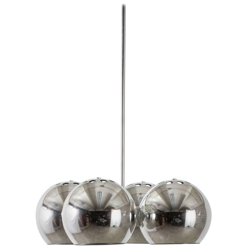Mid-Century Modern Chrome Pendant Lamp by Lightolier, 1960s For Sale