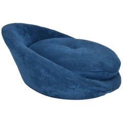 Mid-Century Modern Adrian Pearsall Large Lounge Chair  Blue Velvet Milo Baughman