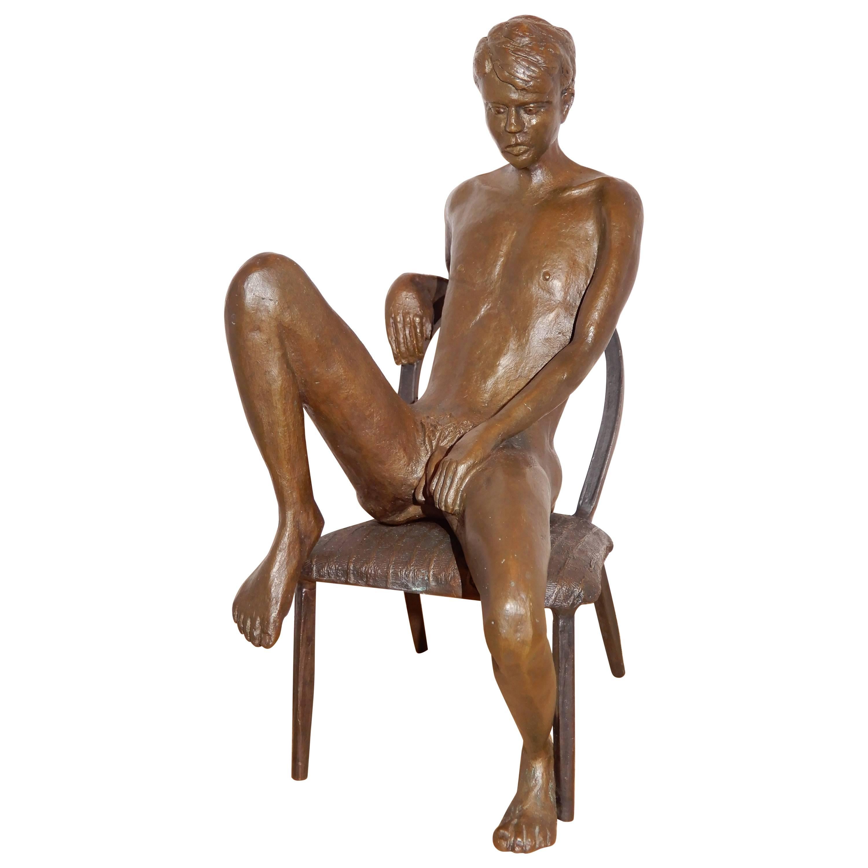 Male Bronze Nude by Artist Gerard Franc circa 1999