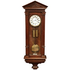 19th Century German Carved Oak Lenzkirch Wall Clock in Working Order