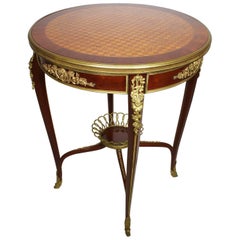 French Louis XV Style Ormolu-Mounted and Marquetry Gueridon Side Table