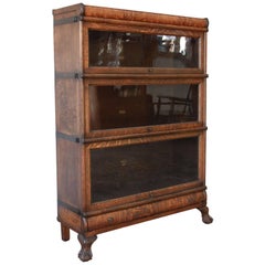 Antique Tiger Oak Three-Stack Barrister Bookcase by Macey