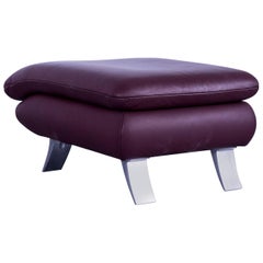 Koinor Designer Footstool Bordeaux Wine Red Colored Leather Footrest Pouf