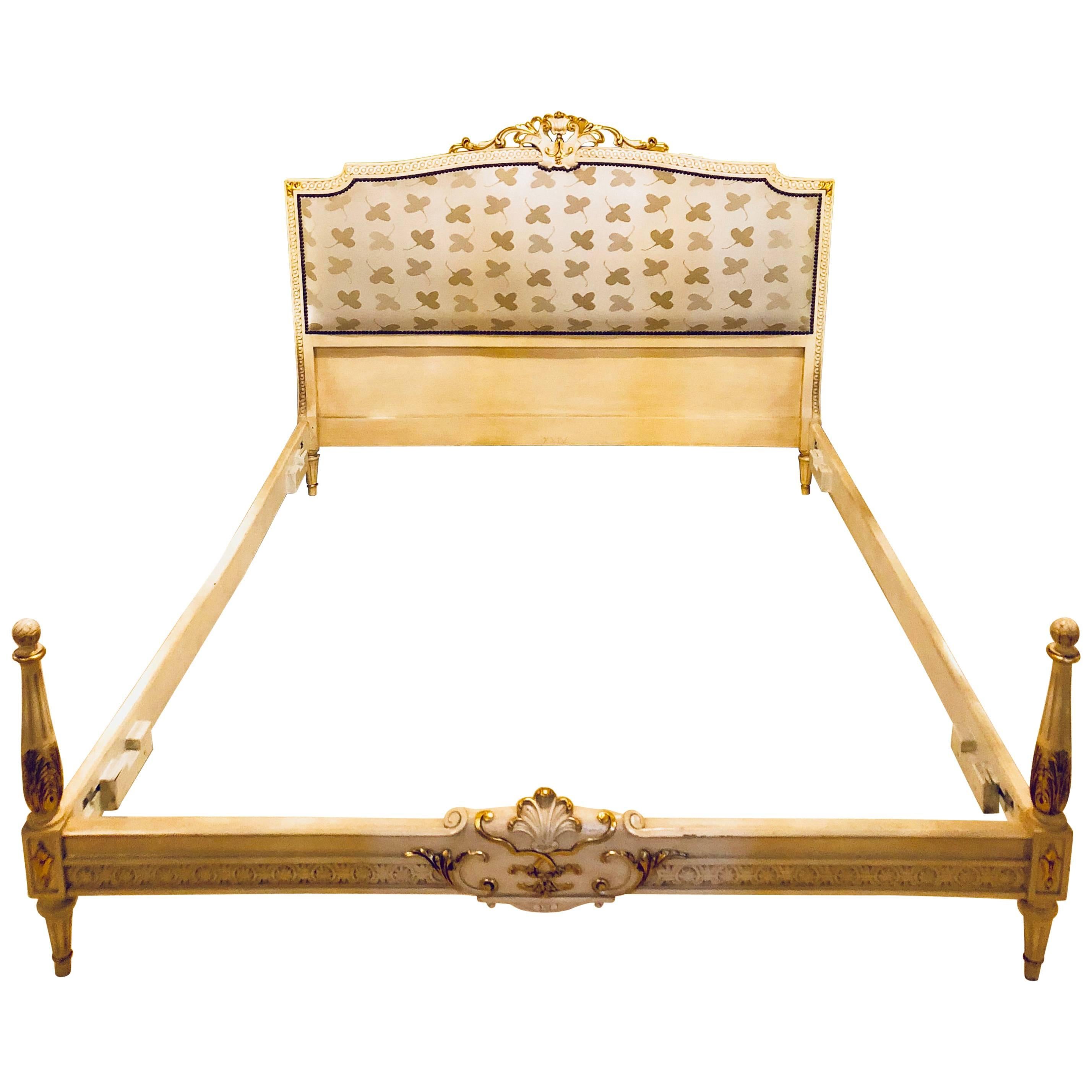 Painted French Louis XVI Style Headboard and Footboard Manner of Maison Jansen