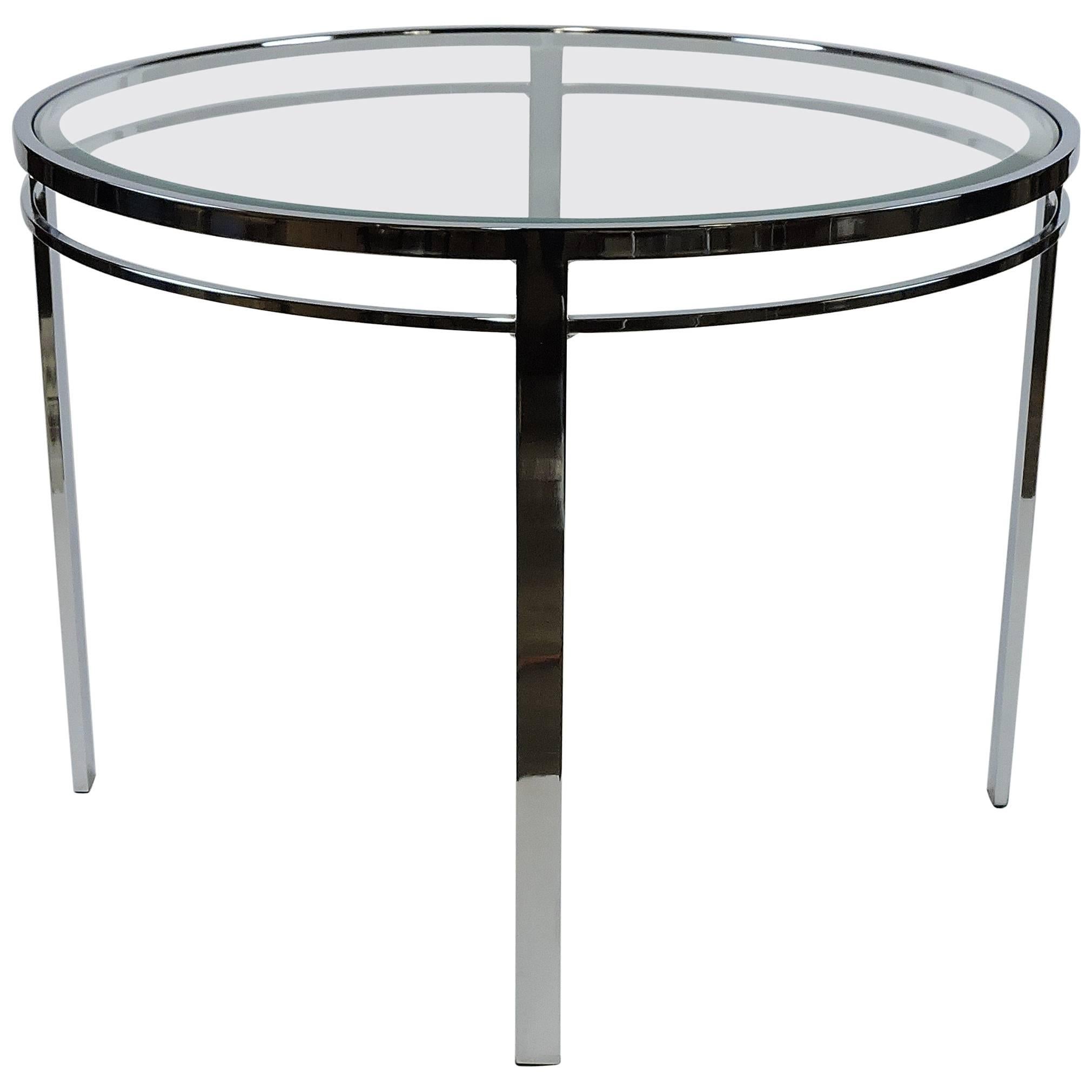 Chrome and Glass Mid-Century Modern Round Dining Table