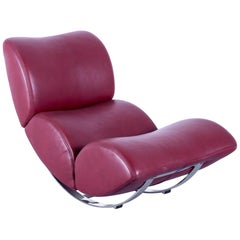 Koinor Jetlag Designer Leather Lounger Chair Red Leather Function One Seat