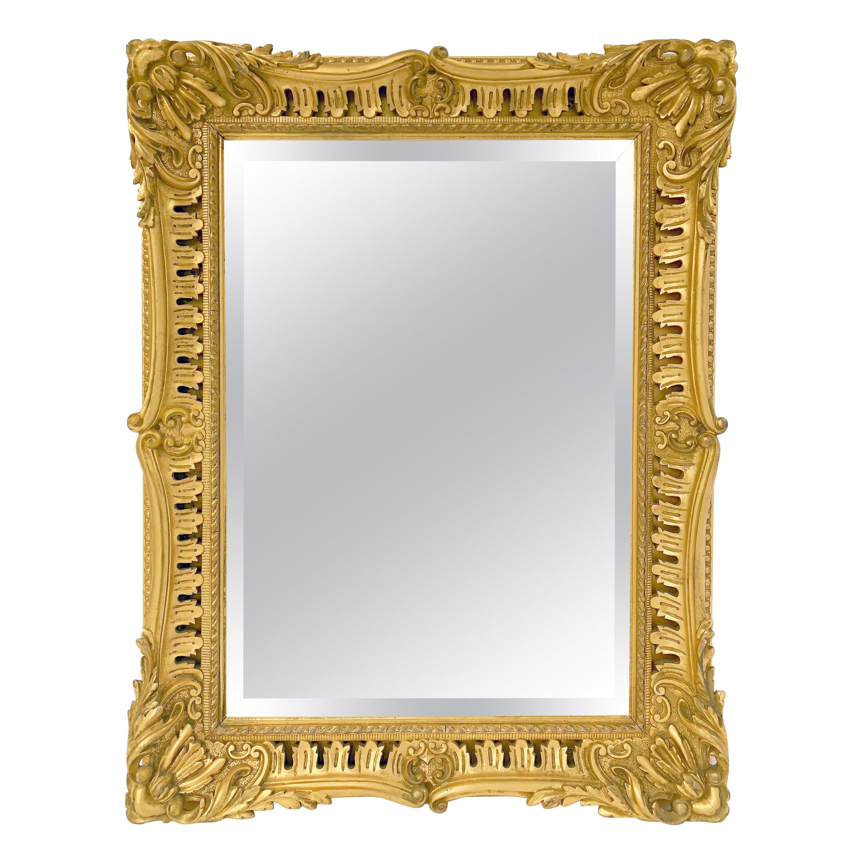 English Rectangular Beveled Mirror in Gilt Frame (H 35 1/4 x W 27)