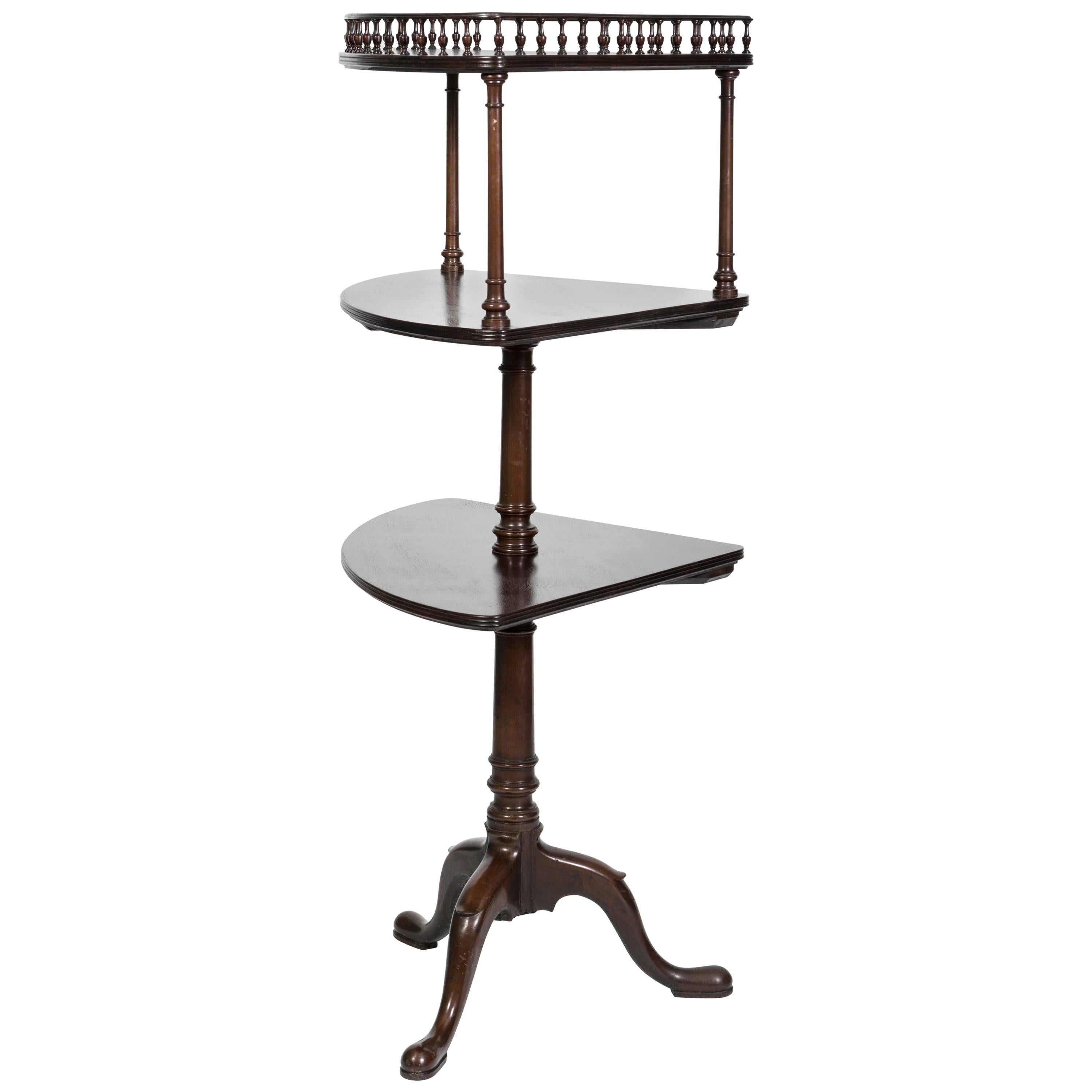 19th Century Mahogany Three-Tiered Corner Stand with Gallery Rail For Sale