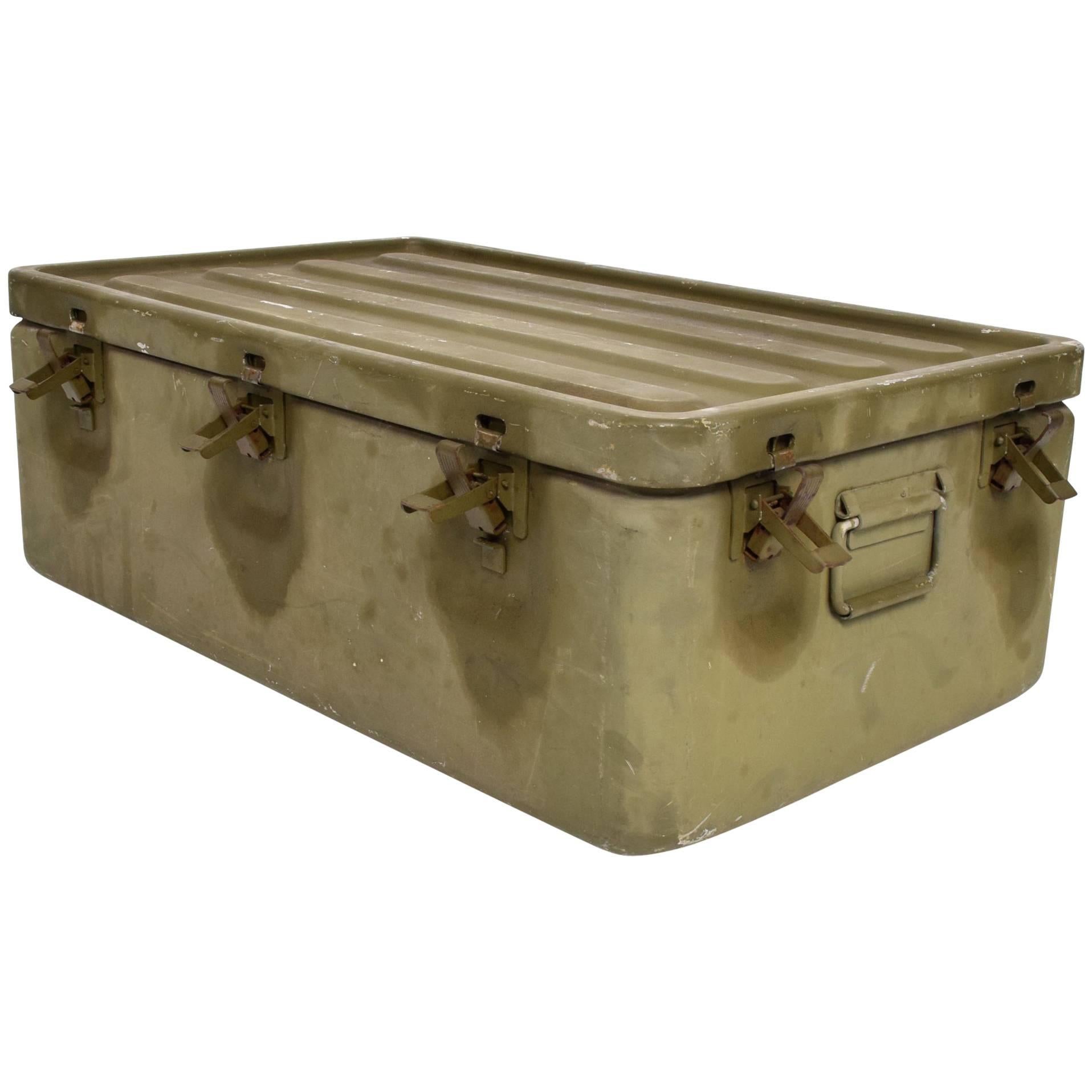 WWII Military Aluminium Box Original Olive Green, Industrial