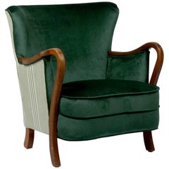 Vintage Tub Chair with Green Stripe