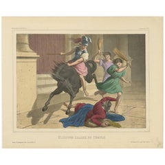 Antique Religious Print "No.26" Expulsion of Heliodorus from the Temple, circa 1840