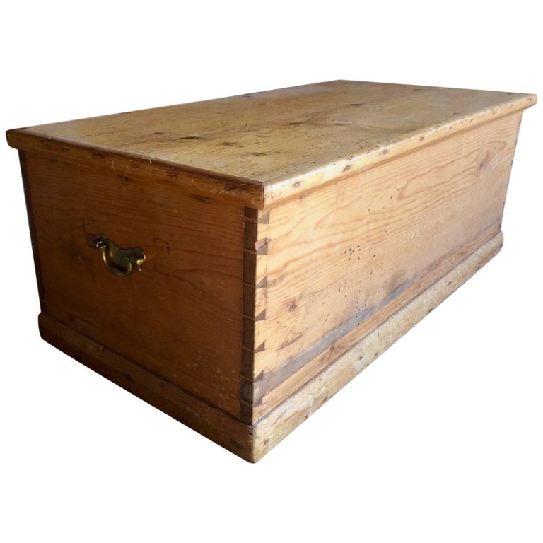 Antique Pine Chest Blanket Box Trunk Coffer, 19th Century, Victorian at