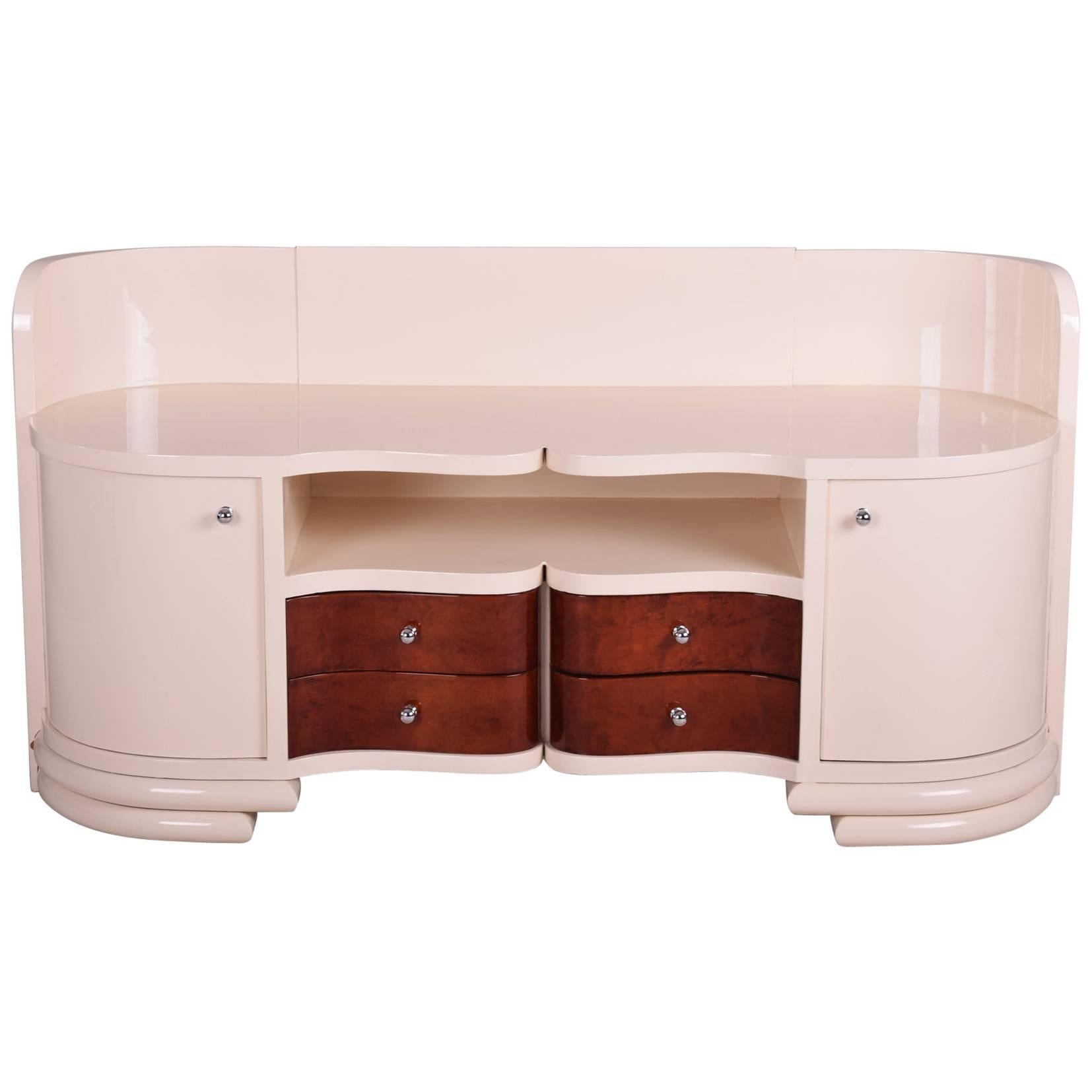 Low Art Deco Dressing Commode from Czechoslovakia, Color Ivory, 1930-1939