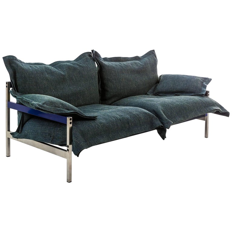 "Iron Maiden" ThreeSeat Upholstered Sofa with Steel Frame by Moroso