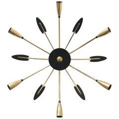 Large Six-Armed Sputnik Ceiling Lamp or Wall Light, 1950s