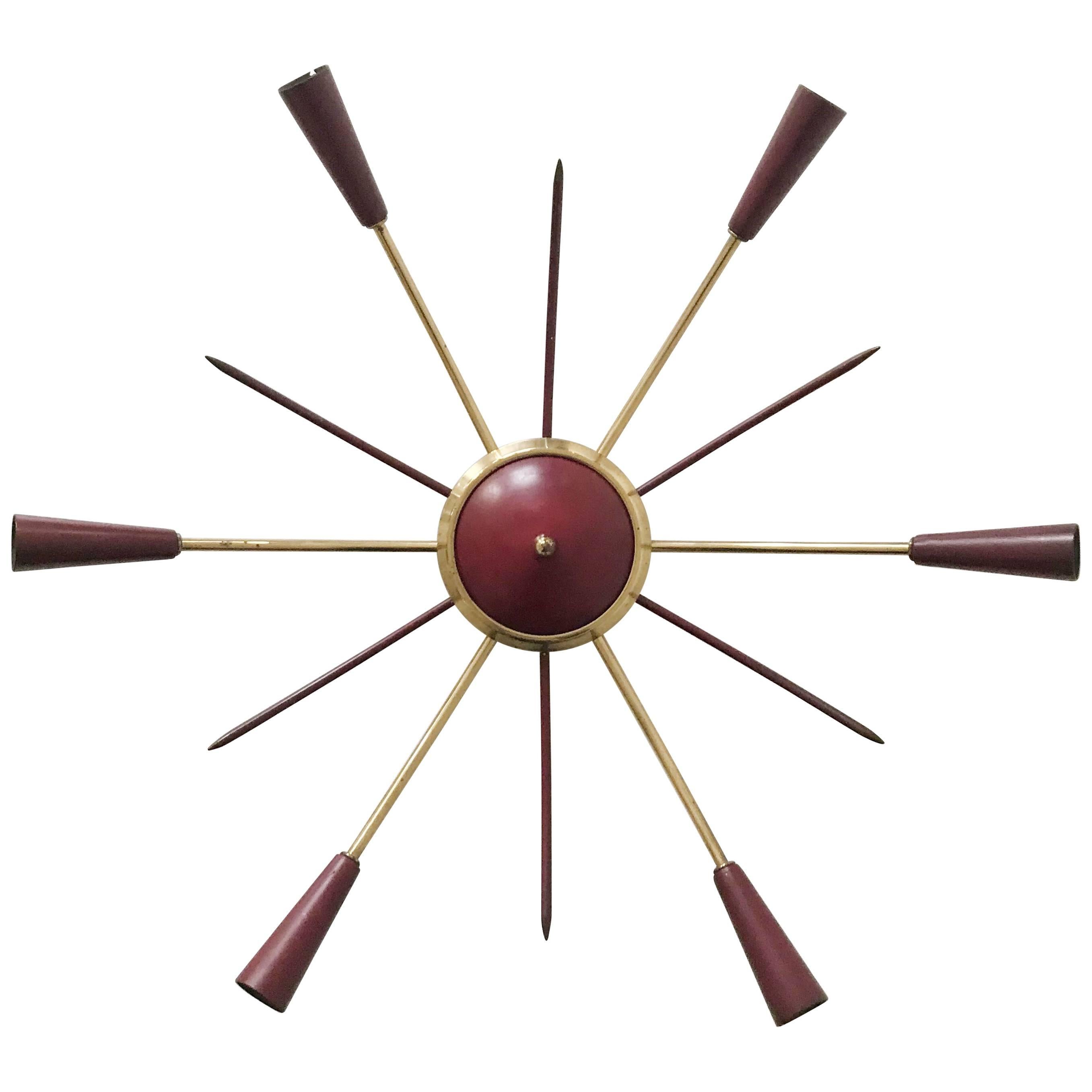 Large Six-Armed Sputnik Ceiling Lamp, Wall Light, 1950s