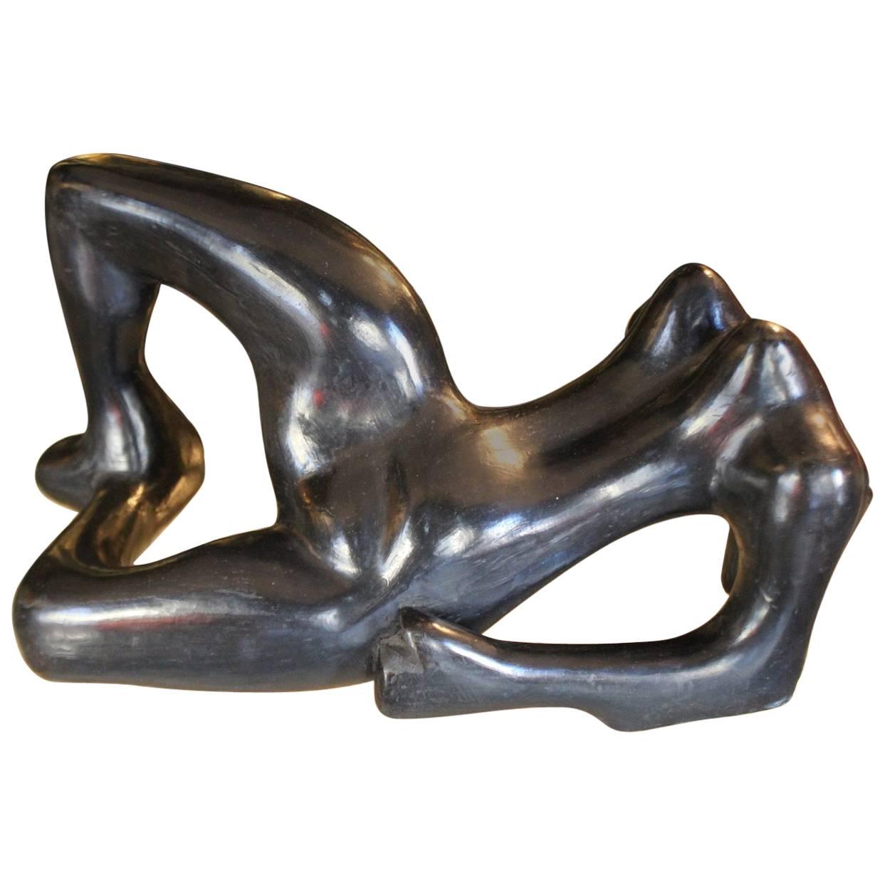 Black Ceramic Sculpture "Woman" 1950 For Sale