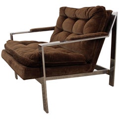 CY Mann Milo Baughman Style Chrome Cube Lounge Chair