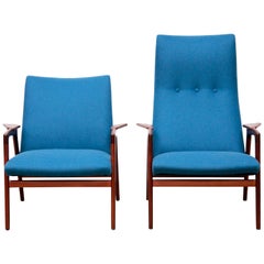 Pair of Swedish Yngve Ekstrom Teak Armchairs Model Ruster 1960s