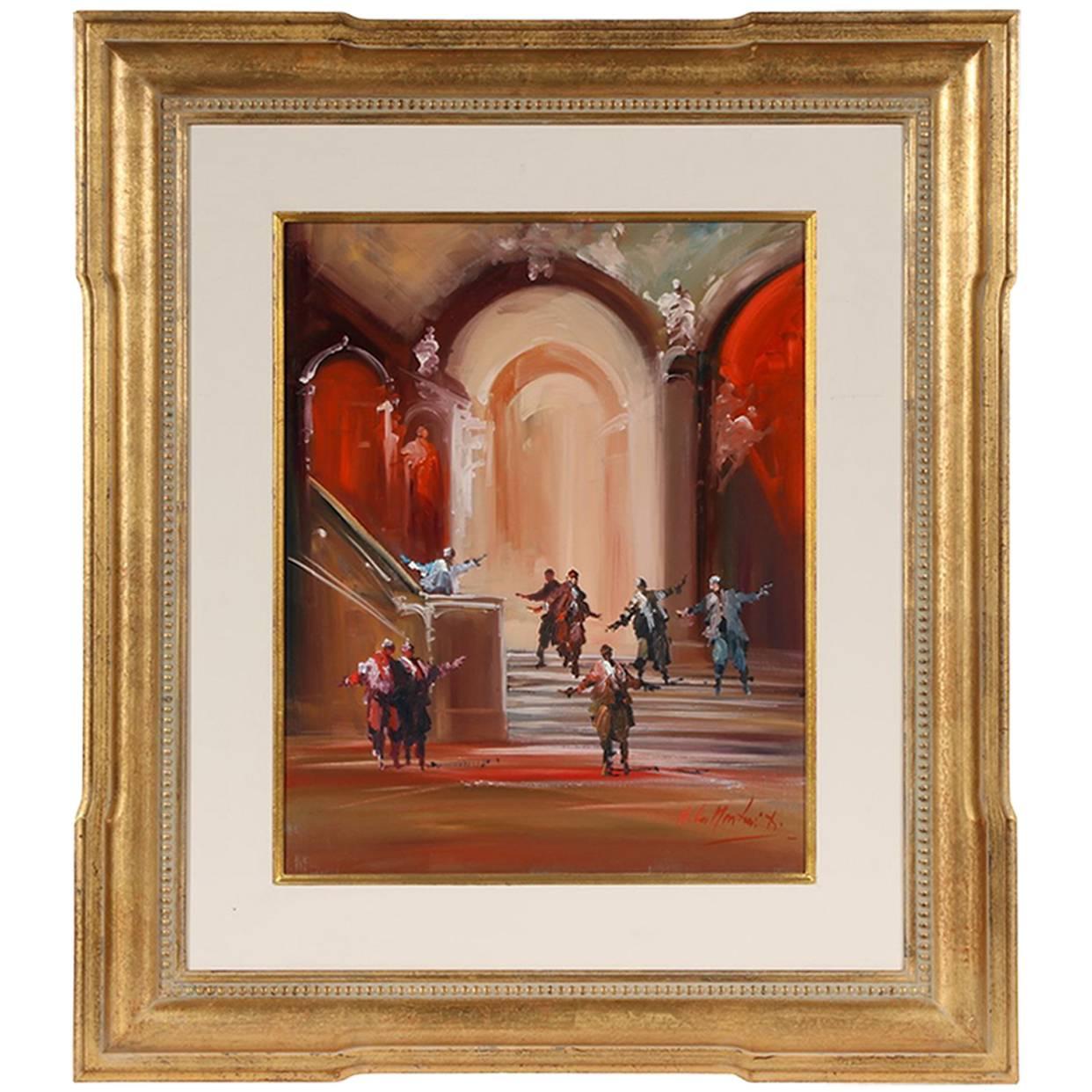 M.L. Monteith, Signed Modern Oil on Panel, Scene from Verdi's Opera "Othello" For Sale