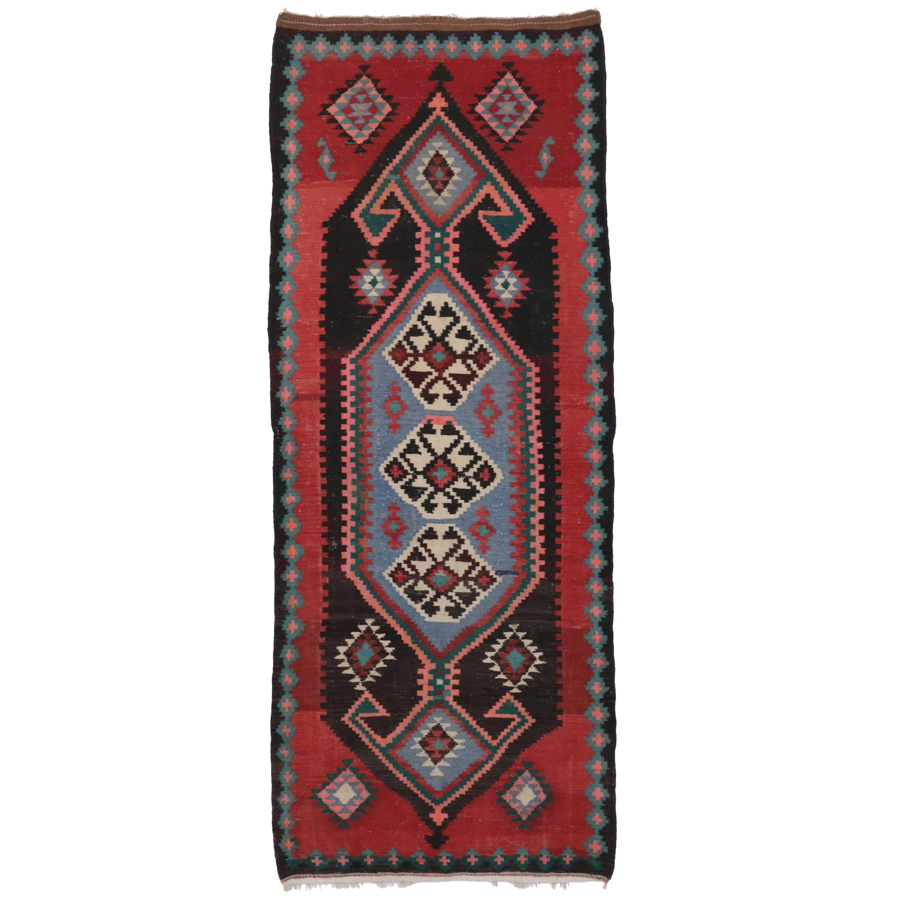 Vintage Persian Tribal Kilim Rug with Modern Style, Kilim Runner
